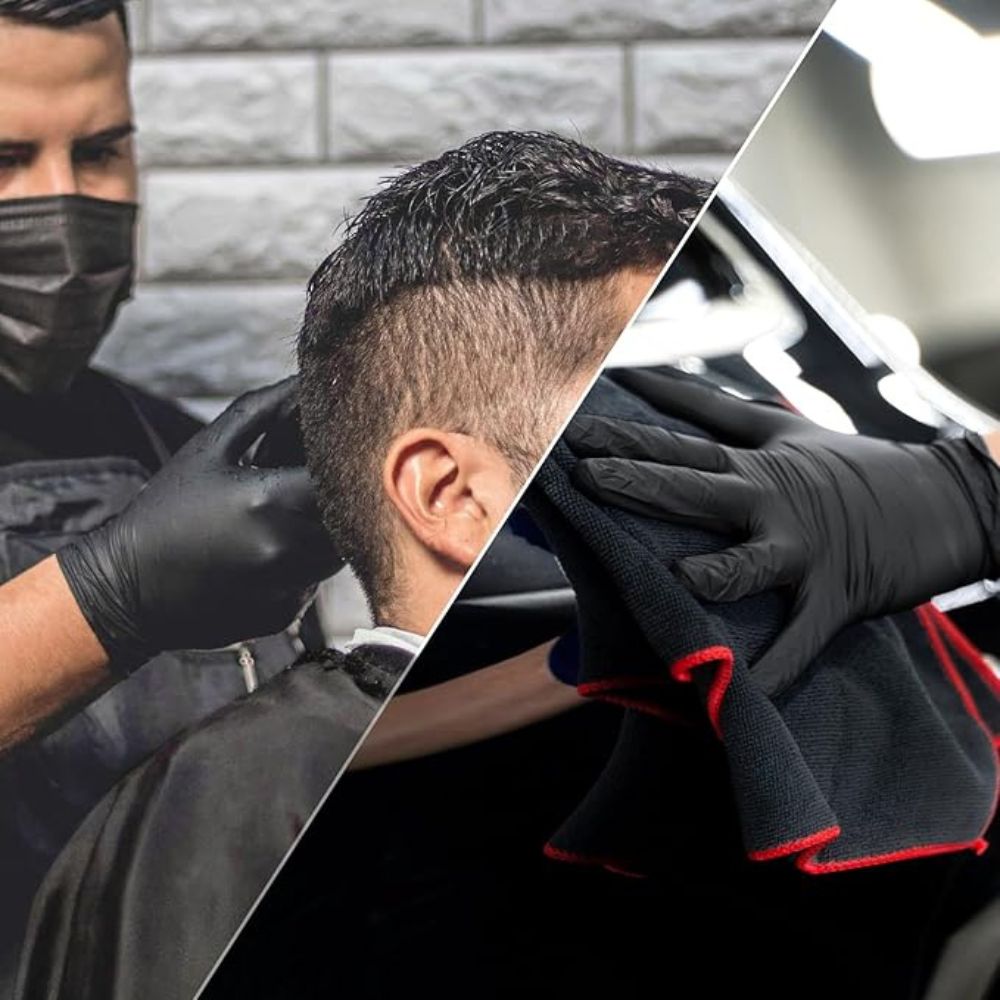 Nitrile Black Hand Gloves – Powder-Free, Latex-Free, Disposable Gloves for Industrial & Cleaning Use (Box of 100)