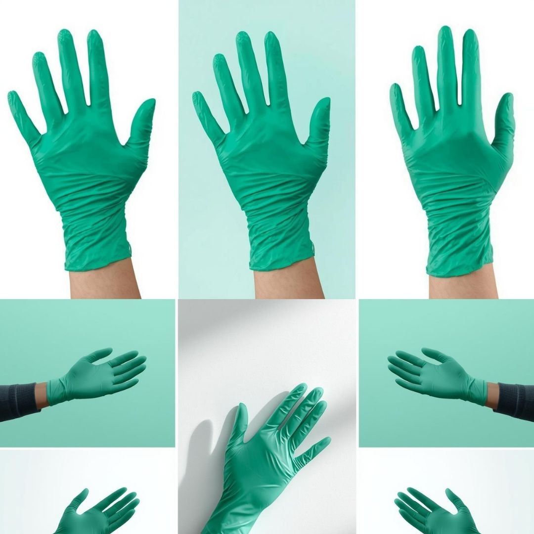 Nitrile Green Hand Gloves – Powder-Free, Latex-Free, Disposable Industrial & Cleaning Gloves (Box of 100)