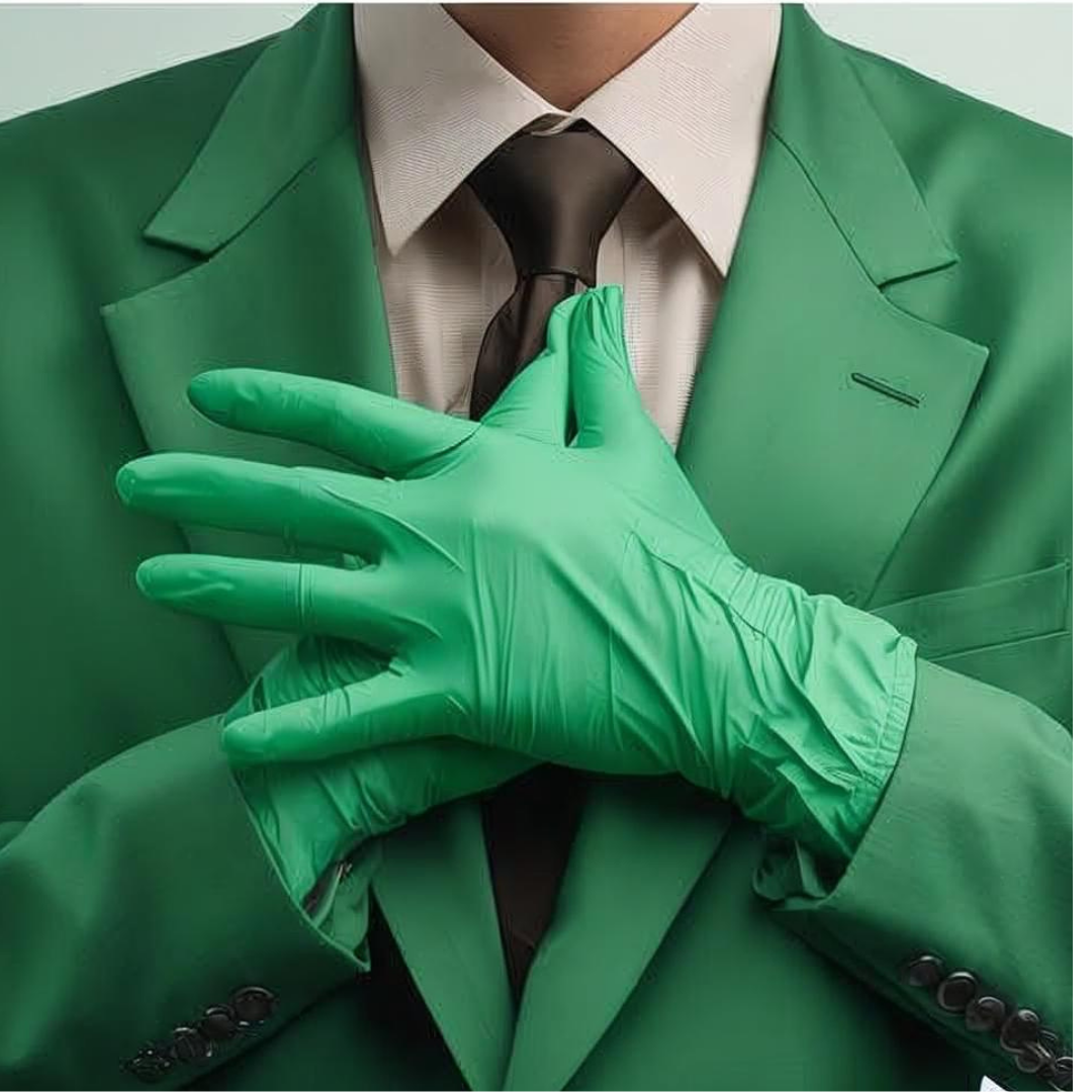 Nitrile Green Hand Gloves – Powder-Free, Latex-Free, Disposable Industrial & Cleaning Gloves (Box of 100)