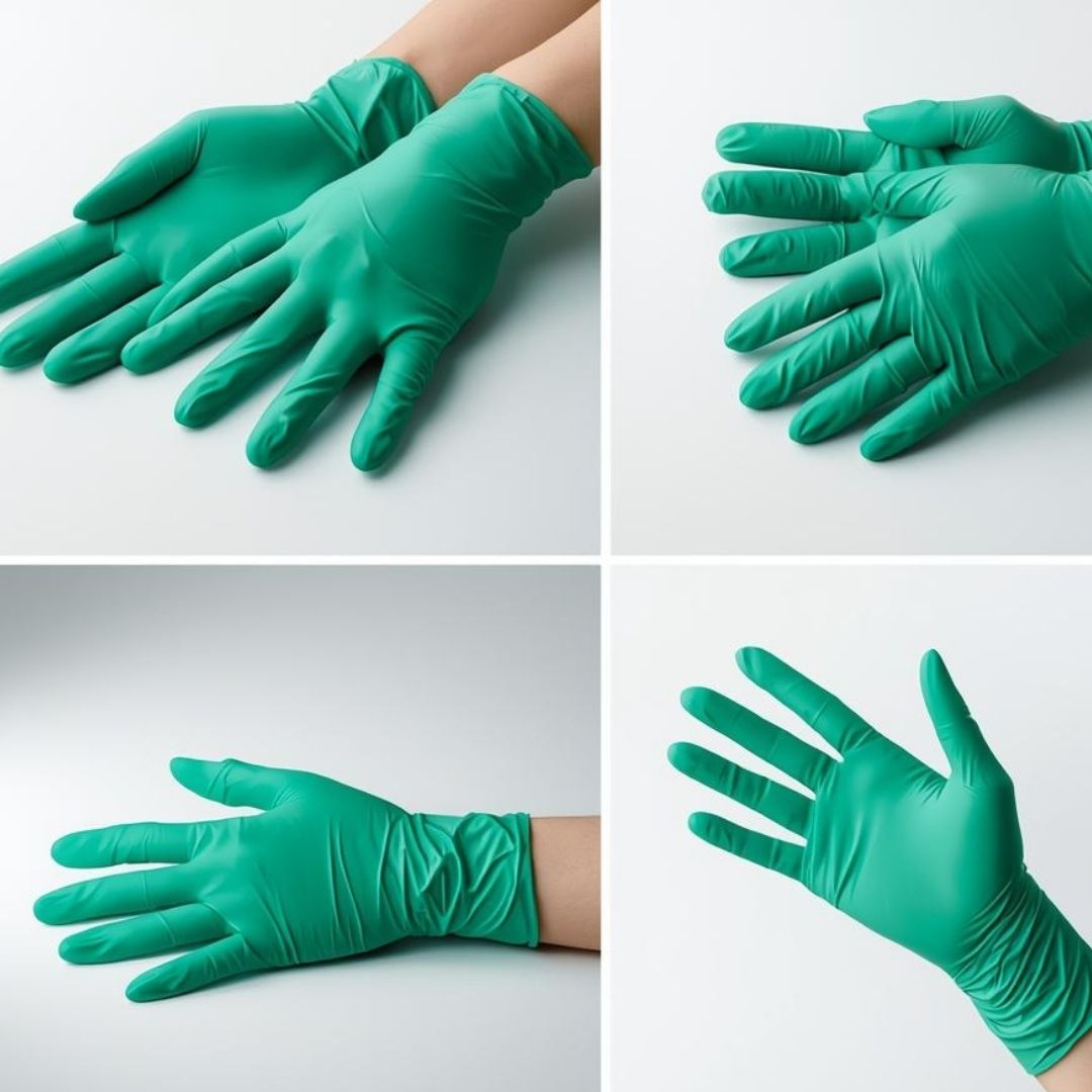 Nitrile Green Hand Gloves – Powder-Free, Latex-Free, Disposable Industrial & Cleaning Gloves (Box of 100)