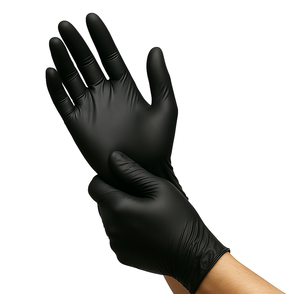 Nitrile Black Hand Gloves – Powder-Free, Latex-Free, Disposable Gloves for Industrial & Cleaning Use (Box of 100)
