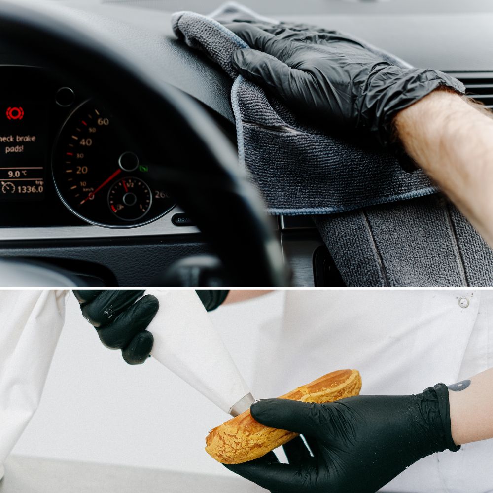 Nitrile Black Hand Gloves – Powder-Free, Latex-Free, Disposable Gloves for Industrial & Cleaning Use (Box of 100)